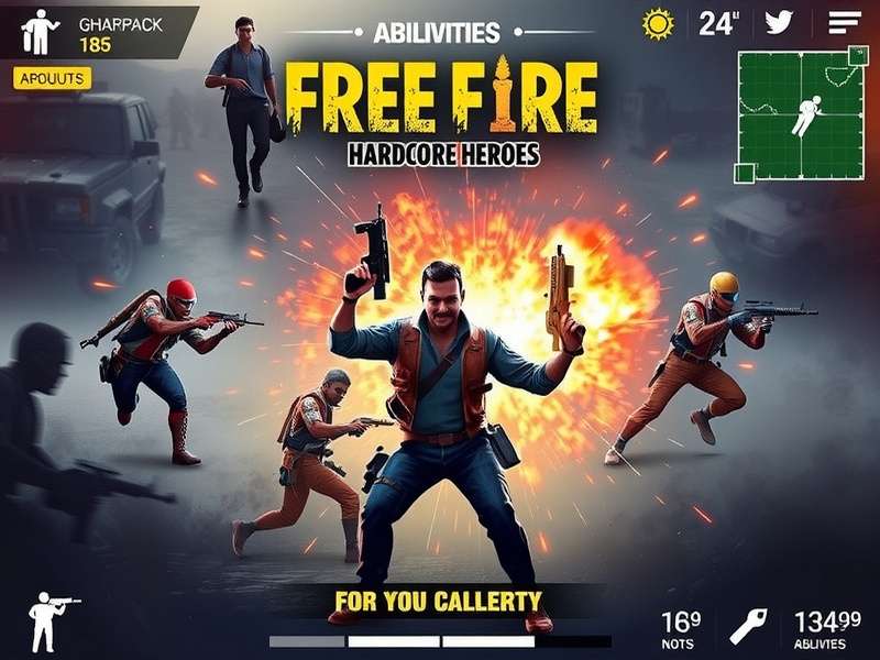 Free Fire Hardcore Heroes character selection and abilities interface
